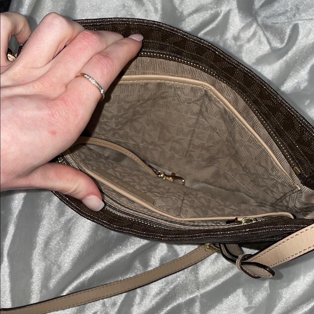 Michael Kors Brown Monogram Crossbody with Gold Hardware - Picture 6 of 11